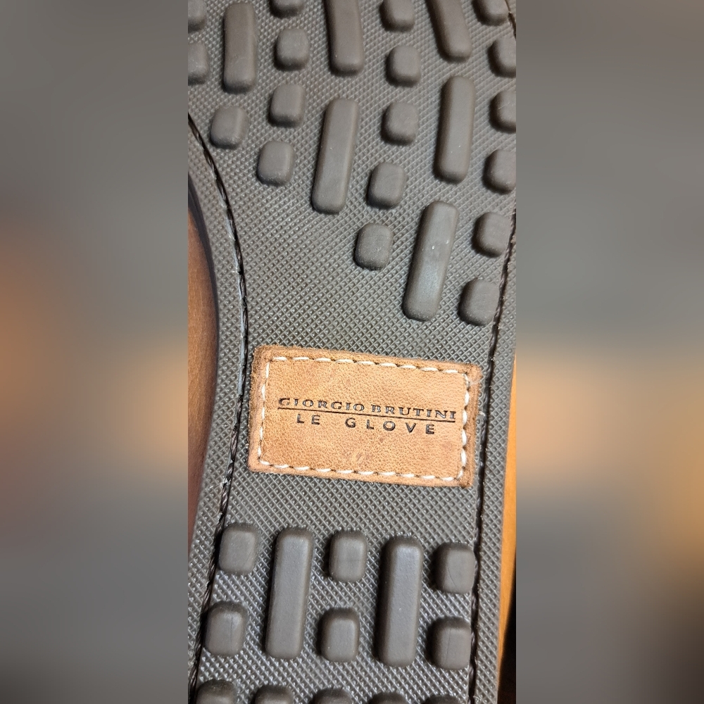 Men's GIORGIO BRUTINI Le Glove 8.5 Tan Basket Weave Leather Upper Loafers Shoe - Picture 8 of 9